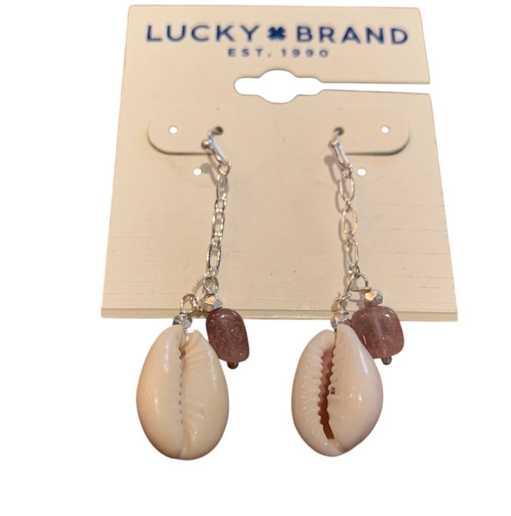 NWT Lucky Brand Shell Drop Dangle Silver Earrings